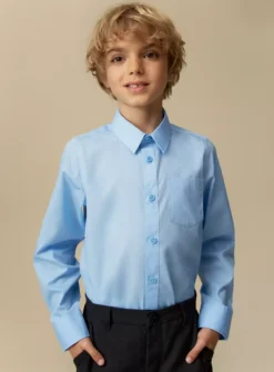 Blue Long-Sleeved School Shirts 3 Pack 6 Years -Hush Puppies Clothing Sale tuc128771242 Blue R Z002A