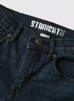 Dark Blue Straight Leg Denim Jeans With Stretch - 3 Years