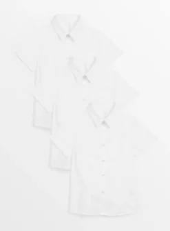 White Short Sleeve Slim Fit Shirts 3 Pack 7 Years