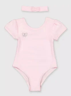 Pink Ballet Leotard & Headband Set 5 Years