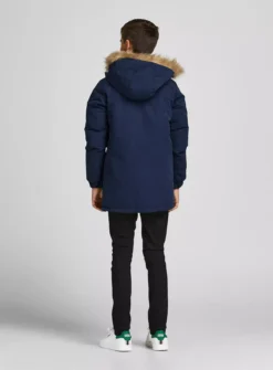 JACK & JONES Junior Navy Hooded Parka - 11-12 Years -Hush Puppies Clothing Sale tuc140372640 Navy R Z002A