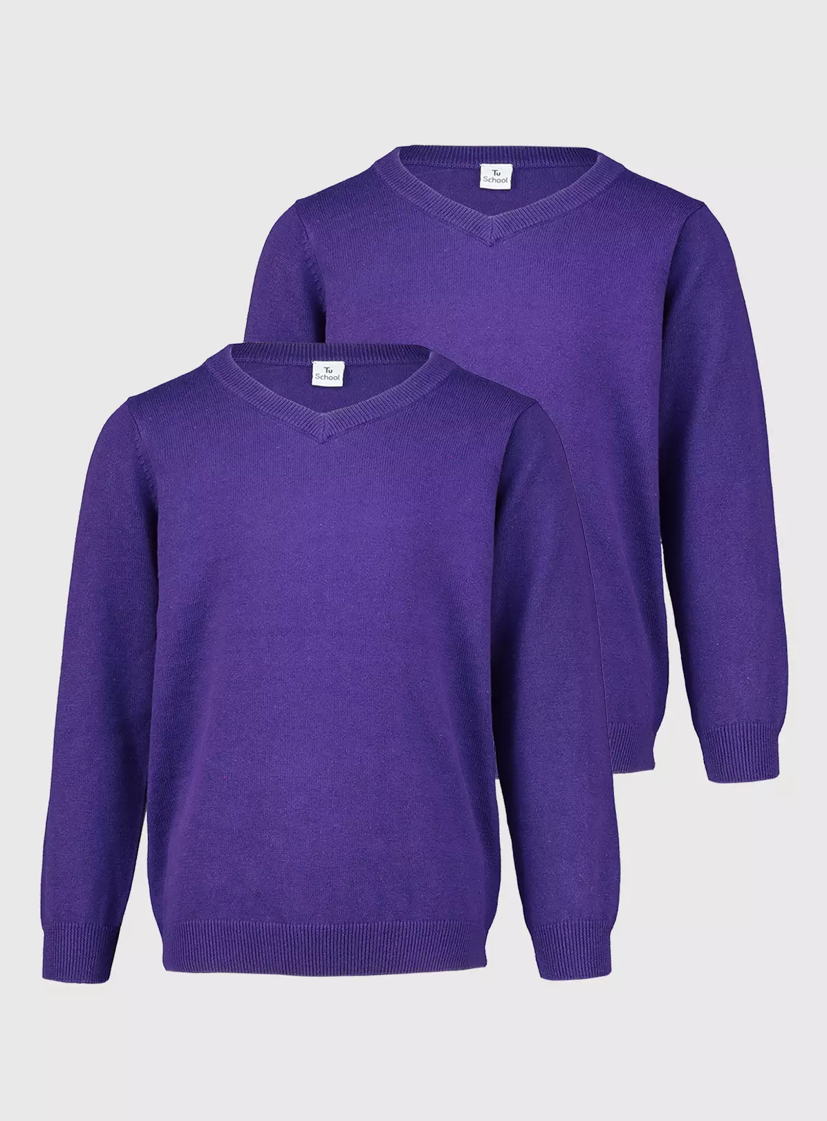 Purple V-Neck Jumpers 2 Pack - 7 Years 4 Purple V-Neck Jumpers 2 Pack - 7 Years - Image 2