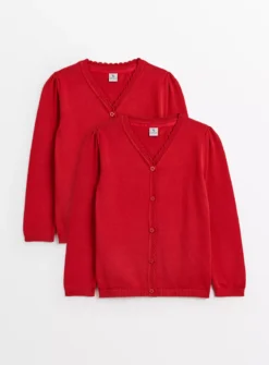 Red Scalloped Cardigan 2 Pack 6 Years 8 Red Scalloped Cardigan 2 Pack 6 Years -Hush Puppies Clothing Sale tuc140670452 Red R Z001A 3