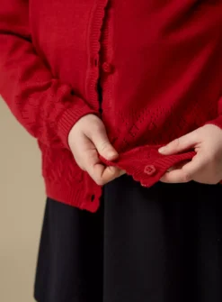 Red Pointelle Knit Cardigan 7 Years -Hush Puppies Clothing Sale tuc140672132 Red R Z002A 2