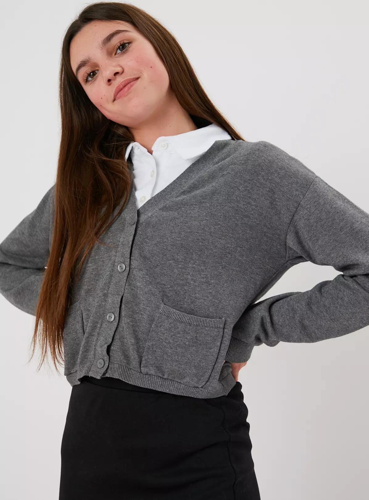 Grey V-Neck Cardigan 14 Years 7 Grey V-Neck Cardigan 14 Years - Image 5