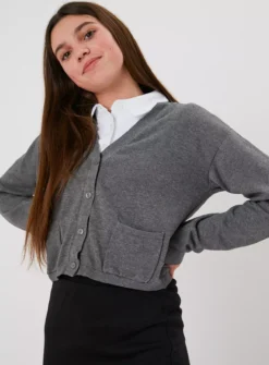 Grey V-Neck Cardigan 11 Years -Hush Puppies Clothing Sale tuc140672538 Grey R Z001A