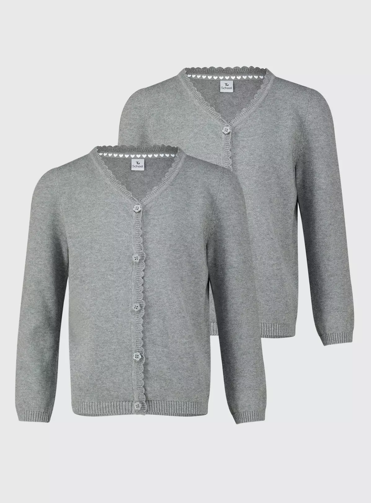 Grey Scalloped Cardigan 2 Pack 7 Years 4 Grey Scalloped Cardigan 2 Pack 7 Years - Image 2