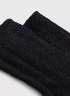 Black Ribbed Socks 5 Pack 6-8.5