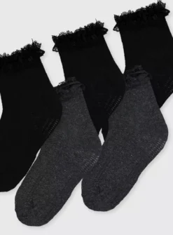 Black & Grey Lace Trim Socks 5 Pack 9-12 -Hush Puppies Clothing Sale tuc140797357 Multi20Coloured R Z002A