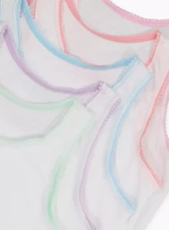 White Lace Trim Vests 5 Pack - 4-5 Years