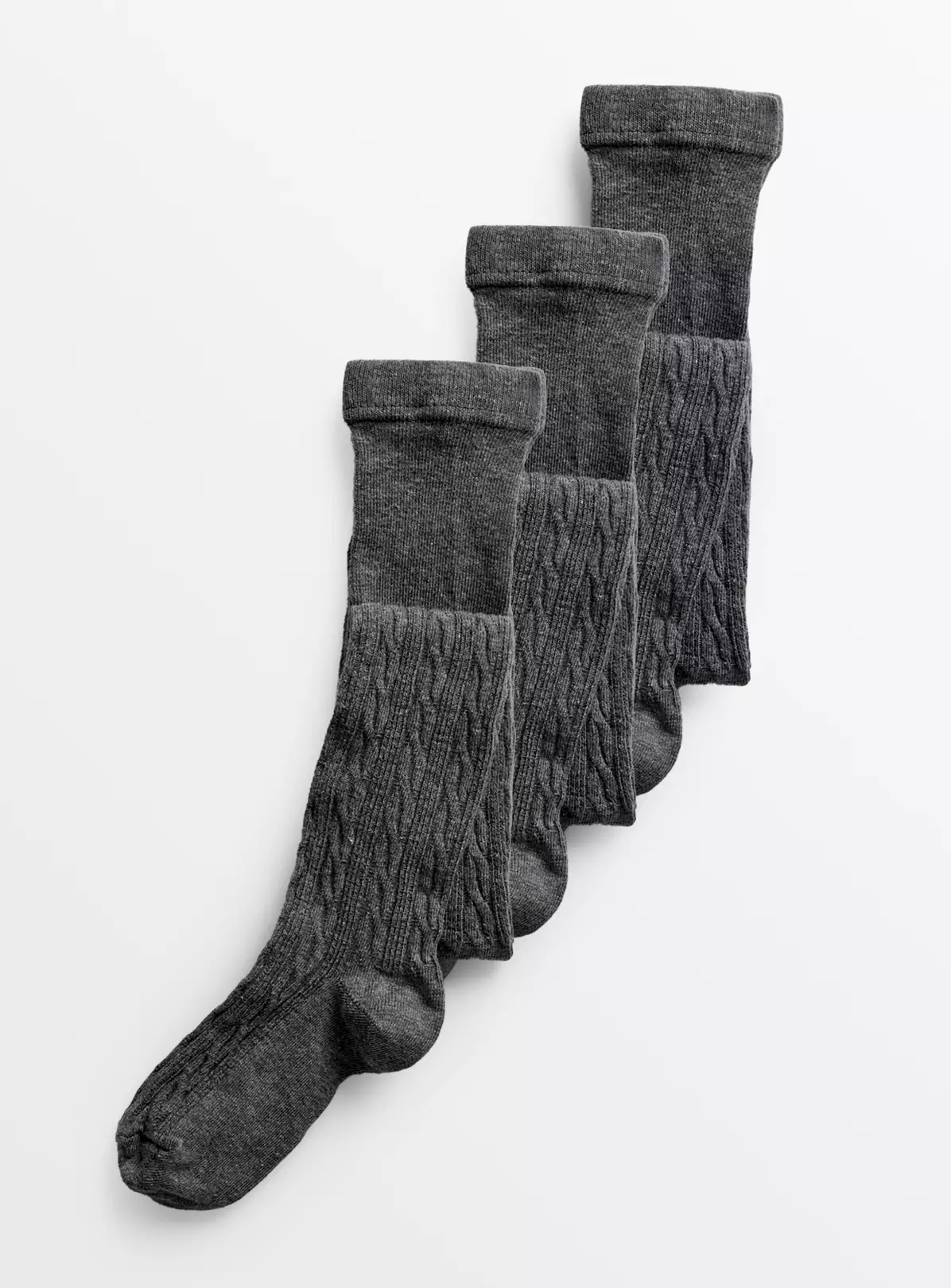 Grey Cable Knit Tights 3 Pack 2-3 Years 3 Grey Cable Knit Tights 3 Pack 2-3 Years