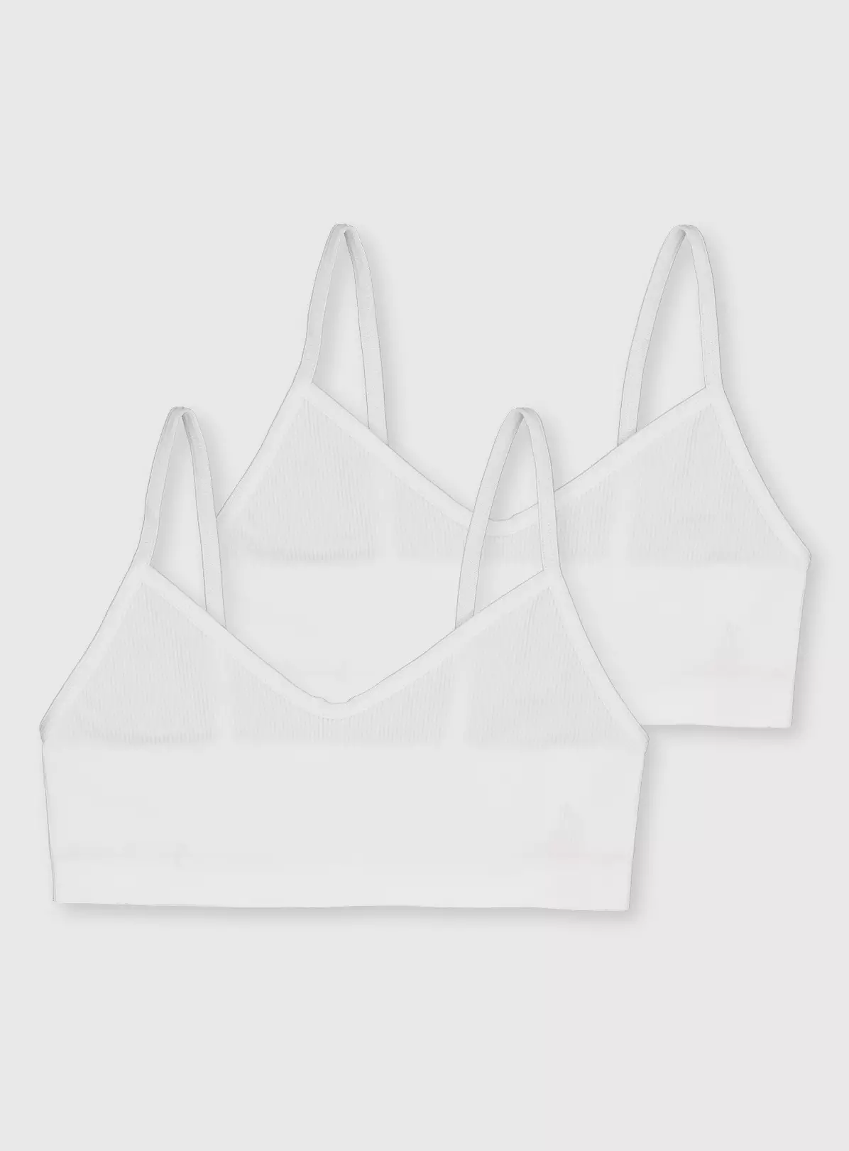 White Ribbed Crop Tops 2 Pack 6-8 Years 3 White Ribbed Crop Tops 2 Pack 6-8 Years