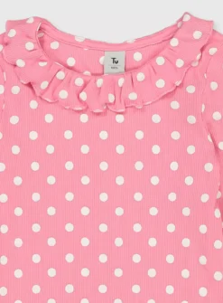 Pink Spot Frill Collar Top - 1-1.5 Years