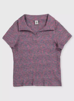 Lilac Space Dye Collar Top - 5 Years