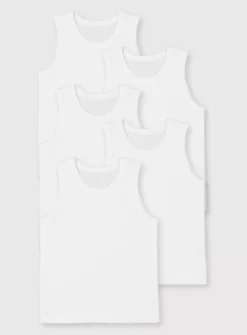 White Vests 5 Pack 3-4 Years