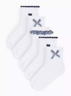 Navy Gingham Socks 5 Pack 9-12