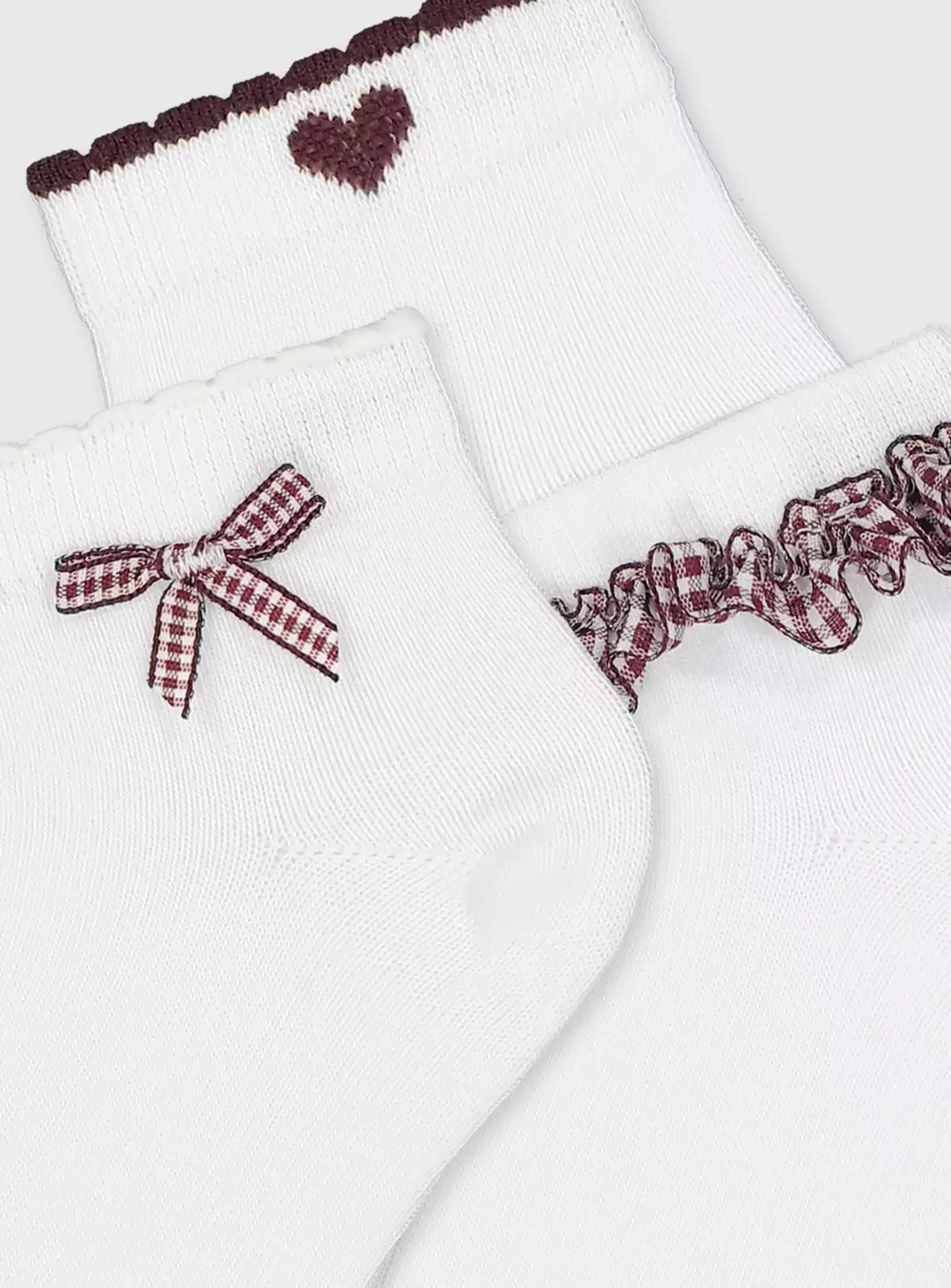 Burgundy Gingham Socks 5 Pack 9-12 4 Burgundy Gingham Socks 5 Pack 9-12 - Image 2
