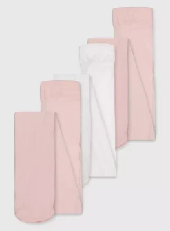 Pink & Cream Opaque Tights 3 Pack 3-4 Years
