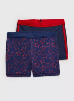 Navy Blue & Red Swim Shorts 2 Pack 9 Years