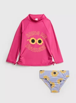Pink & Lilac Sunflower Swim Set - 4 Years -Hush Puppies Clothing Sale tuc142171788 Pink R Z001A 3