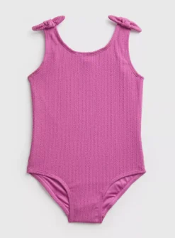 Pink Textured Swimsuit 7 Years
