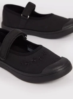 Black Mary Jane Micro-Fresh Plimsolls - 12 Infant 10 Infant