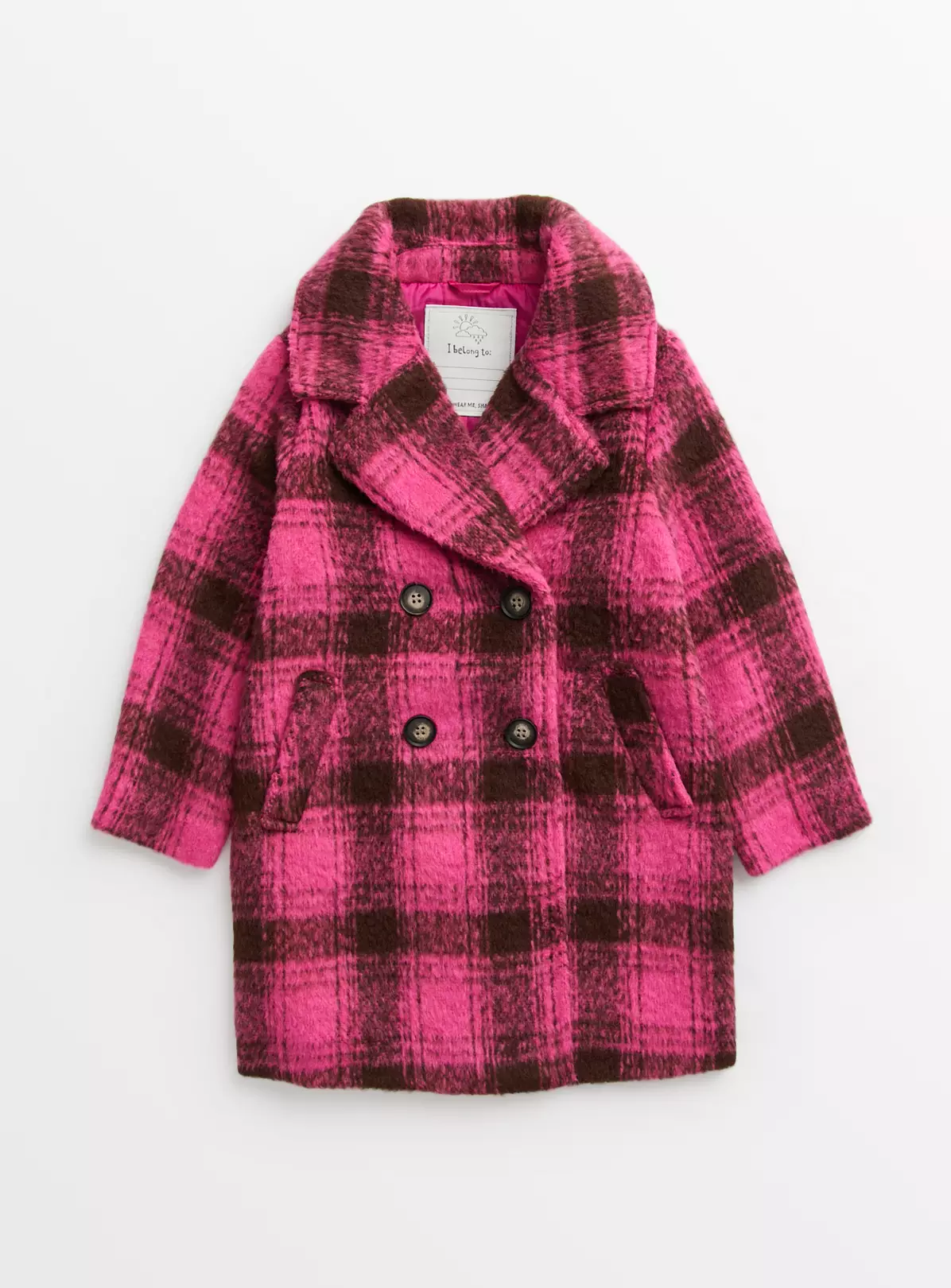 Pink Check Double Breasted Coat 7-8 Years 4 Pink Check Double Breasted Coat 7-8 Years - Image 2