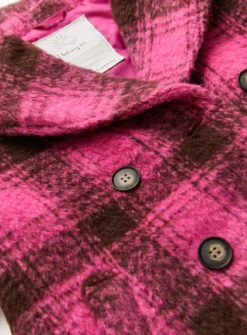 Pink Check Double Breasted Coat 7-8 Years