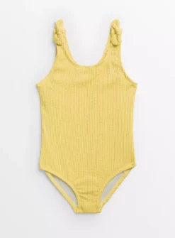 Yellow Textured Swimsuit 4 Years