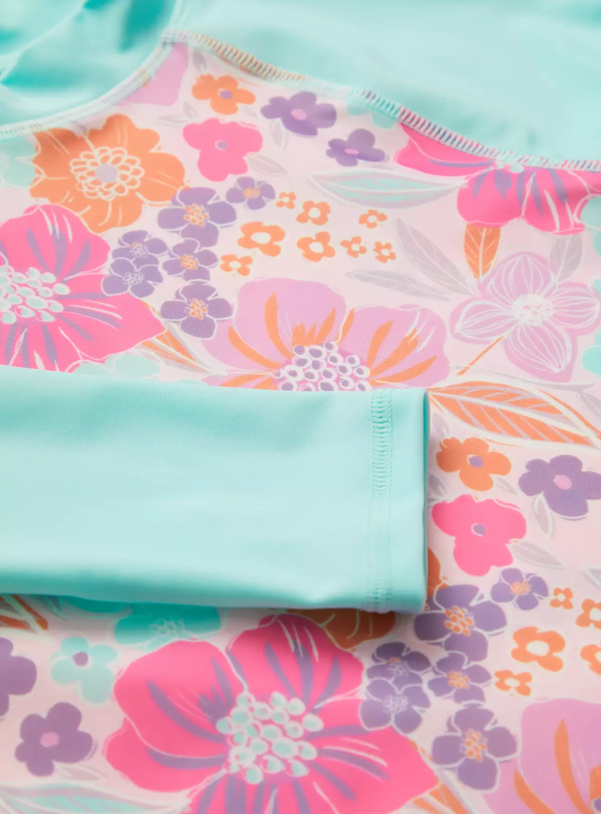 Turquoise & Pink Floral Swim Set 12 Years 4 Turquoise & Pink Floral Swim Set 12 Years - Image 2