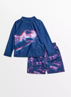 Navy Dino Swim Set 3 Years