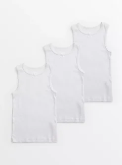 White Pointelle Thermal Vests 3 Pack 3-4 Years -Hush Puppies Clothing Sale tuc142527713 White R Z001A