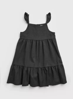 Grey Jersey Tiered Ruffle School Dress 3 Years