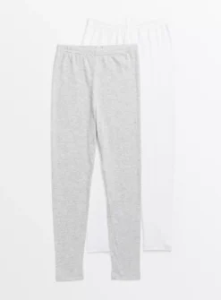 Grey & White Ribbed Thermal Leggings 2 Pack 4-5 Years -Hush Puppies Clothing Sale tuc142558579 White R Z001A