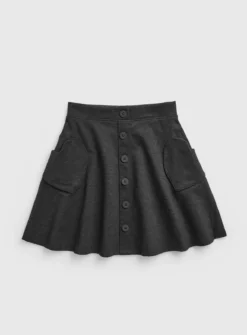 Charcoal Jersey Button Skirt 7 Years