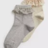 Gold & Silver Glitter Lace Frill Socks 2 Pack 6-8.5