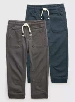 Grey & Navy Woven Trousers 2 Pack 1-1.5 Years 7 Grey & Navy Woven Trousers 2 Pack 1-1.5 Years -Hush Puppies Clothing Sale tuc142675492 Navy R Z001A