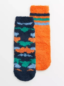 Orange & Navy Stripy Cosy Socks 2 Pack 12.5-3.5 -Hush Puppies Clothing Sale tuc142741040 Multi20Coloured R Z001A
