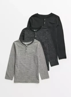 Mono Stripe Grandad T-Shirts 3 Pack 5 Years -Hush Puppies Clothing Sale tuc142806376 Mono R Z001A