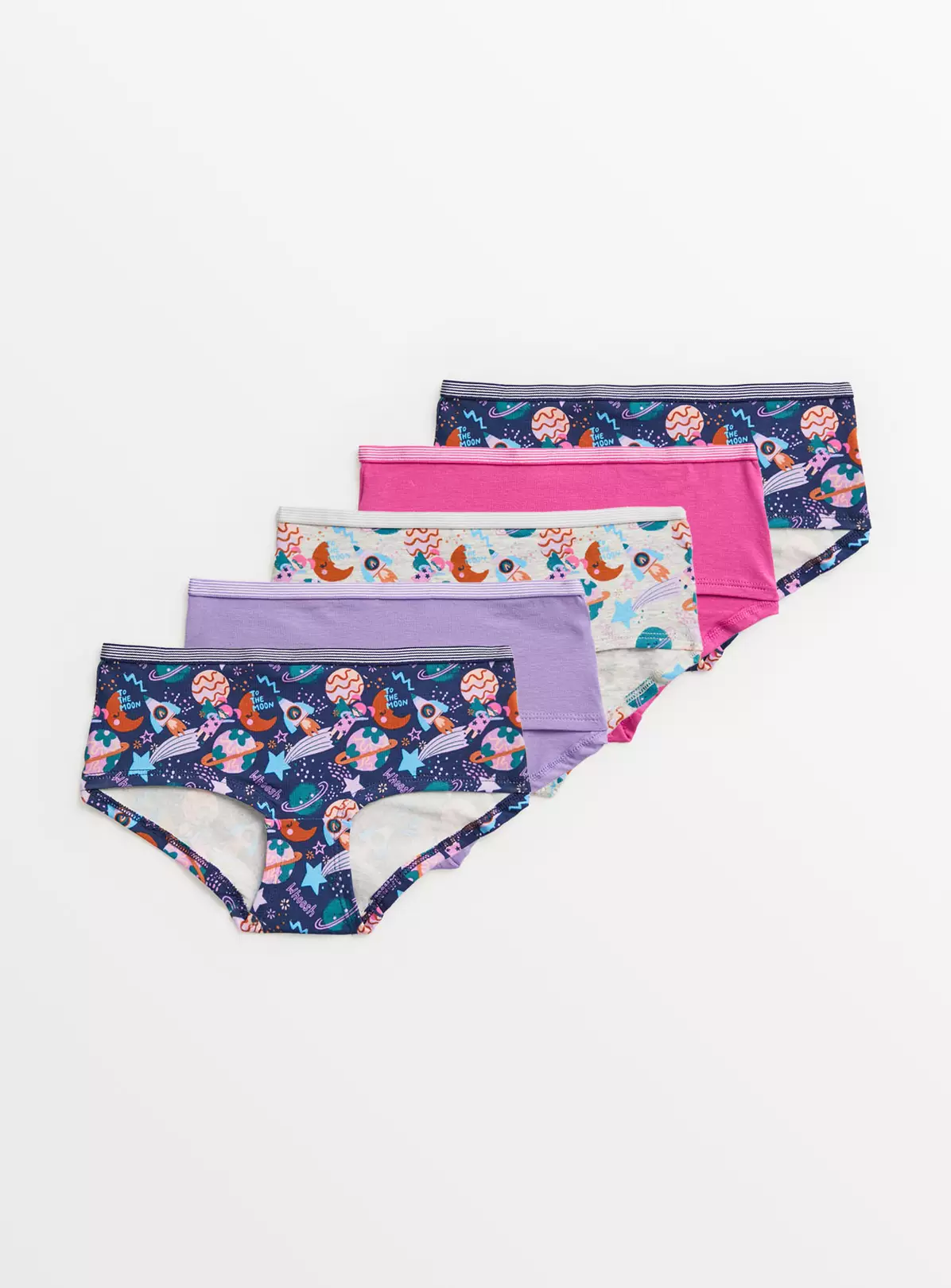 Space Print Shorts-Style Briefs 5 Pack 8-9 Years 3 Space Print Shorts-Style Briefs 5 Pack 8-9 Years