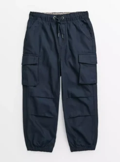 Navy Slub Parachute Cargo Trousers 13 Years