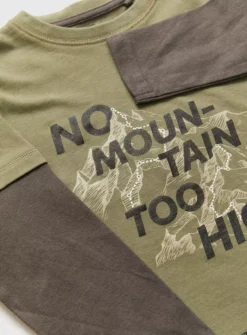 Khaki Mountain Slogan T-Shirt 4 Years -Hush Puppies Clothing Sale tuc143190067 Green R Z002A