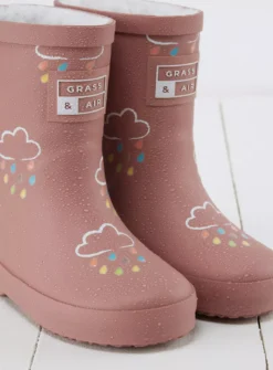 GRASS & AIR Rose Colour Changing Kids Winter Wellies 7 Infant