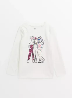 White Girls Sequin Long Sleeve Top 9 Years -Hush Puppies Clothing Sale tuc143238673 White R Z001A 1