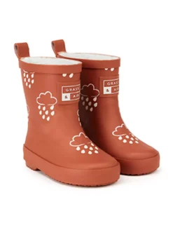 GRASS & AIR Burnt Orange Colour Changing Kids Winter Wellies 6 Infant