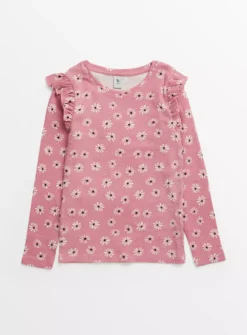 Pink Daisy Print Ribbed Top 4 Years -Hush Puppies Clothing Sale tuc143248521 Pink R Z001A 2