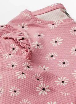 Pink Daisy Print Ribbed Top 9 Years