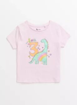 Pink Dinosaur I Am 3 T-Shirt 2-3 Years