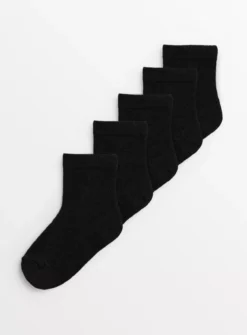 Plain Black Socks 5 Pack6-8.5