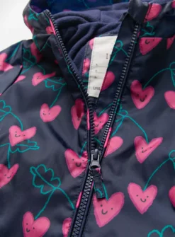 Navy & Pink Heart Print Puddlesuit 1-1.5 Years